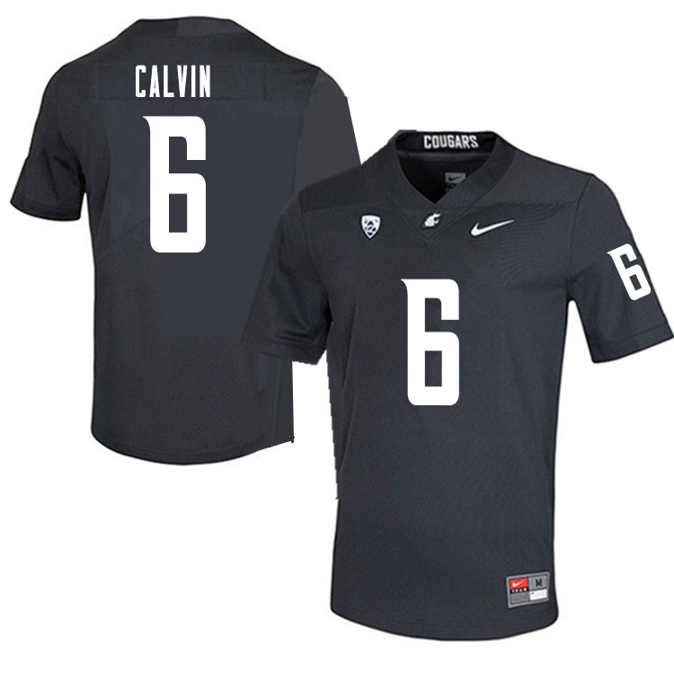 Men #6 Jamire Calvin Washington State Cougars College Football Jerseys Sale-Charcoal - Click Image to Close